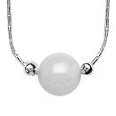 Collier Argent 925 Boule Céramique Blanche