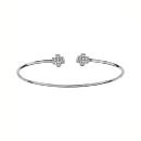 Bracelet Argent 925 Rigide Fin Fil Rond Double Croix Zirconium