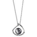 Collier Argent 925 Pendentif Zirconium Sertis Perle d'imitation Grise