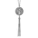 Collier Argent 925 Pendentif Rond Givré Arbre de Vie Multi-Chainettes