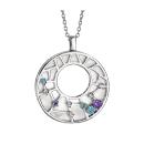 Collier Argent 925 Pendentif Rond Nacre Blanche Zirconium Pastel