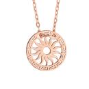 Collier Argent 925 Dorure Rose Pendentif Rond Découpé Motif Soleil