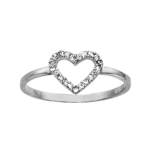 Bague Argent 925 Coeur Zirconium Sertis Ajouré