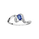 Bague Argent 925 Pierre Bleue et Zirconium Sertis