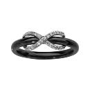 Bague Argent 925 Anneau Céramique Zirconium Sertis Infini Noir