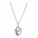 Collier Argent 925 Pendentif Coeur Stylisé Zirconium Bicolore