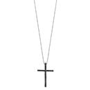 Collier Argent 925 Pendentif Croix Zirconium Sertis Noirs