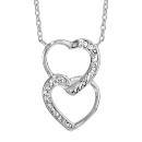 Collier Argent 925 et Zirconium Sertis Double Coeurs Entremêlés