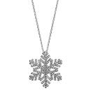 Collier Argent 925 Pendentif Gros Flocon de Neige Zirconium Blanc