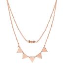 Collier Argent 925 Dorure Rose Double Chaînes Pendentif 5 Triangles avec Boules Diamantées