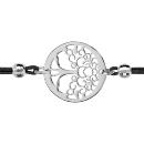 Bracelet Argent 925 Cordon Double Noir Rondelle Arbre de Vie