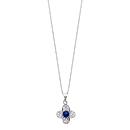 Collier Argent 925 Pendentif Fleur Zirconium Sertis Pierre Bleue