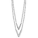 Collier Argent 925 Double Chaines 2 Formes V avec Zirconium