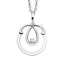 Collier Argent 925 Pendentif Rond en Céramique avec Volute et Zirconium Sertis