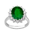 Bague Argent 925 et Zirconium Central Vert Contour Blanc