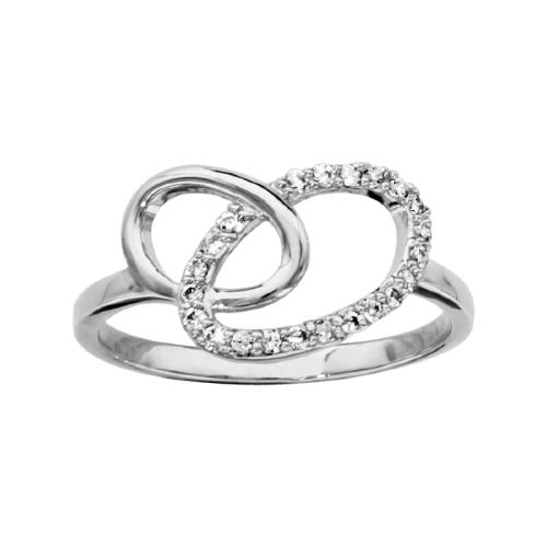 Bague Argent 925 et Zirconium Sertis Double Ovales Entremêlés