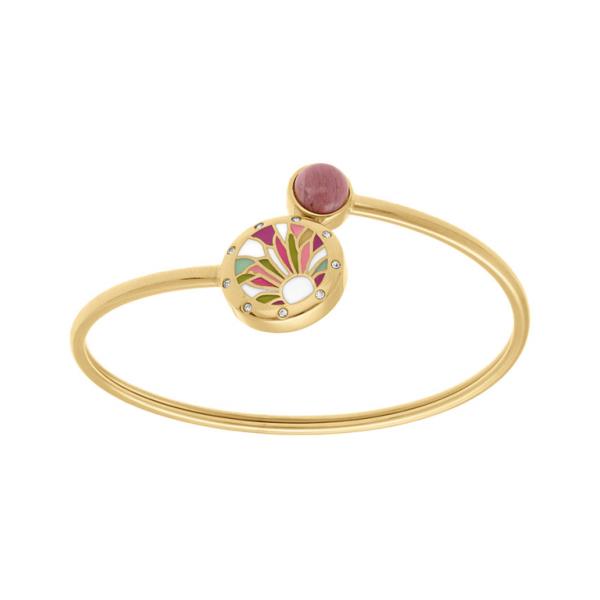 Bracelet Acier 316 L Doré Jaune Jonc Flexible Résine Blanc, Rose et Violet