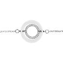 Bracelet Argent 925 Double Ronds Zirconium Micro-Sertis Céramique Blanche