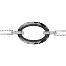 Bracelet Argent 925 Motif Ovale Céramique Noire et Zirconium Sertis