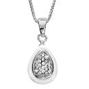 Collier Argent 925 Pendentif Poire Céramique Blanche Zirconium Sertis