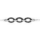 Bracelet Argent 925 Triple Anneaux Céramique Noire + Zirconium Sertis