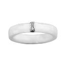 Bague Argent 925 Anneau Céramique Blanche Faceté Barette Zirconium Sertis