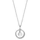 Collier Argent 925 Pendentif Cercle avec Zirconium Sertis + Boule Céramique Blanche 