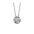 Collier Argent 925 Petit Pendentif Forme Rond avec Zirconium Serti