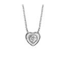 Collier Argent 925 Petit Pendentif Forme Coeur avec Zirconium Serti