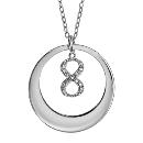 Collier Argent 925 Pendentif Rondelle Infini avec Zirconium Sertis