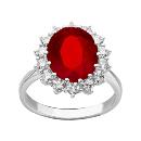 Bague Argent 925 et Zirconium Central Rouge Contour Blanc