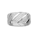 Bague Argent 925 Bandes Diagonales Zirconium Sertis