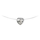 Collier Argent 925 et Zirconium Blanc Serti Coeur Cable Nylon