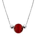 Collier Argent 925 Verre de Murano Boule Rouge