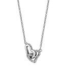 Collier Argent 925 Double Coeur Enlaçés