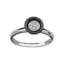 Bague Argent 925 Cercle Céramique Noire avec Zirconium Sertis