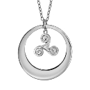 Collier Argent 925 Pendentif Rondelle avec Triskel