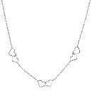 Collier Argent 925 Chaine Boules Trio Double Coeurs