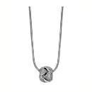 Collier Argent 925 Chaine Tube avec Boule Diamantée Feuilles