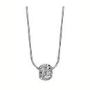 Collier Argent 925 Chaine Tube avec Boule Diamantée Vague