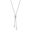 Collier Argent 925 Maille Pop Corn Noeud avec 2 Gouttes Perles d'imitation Blanche