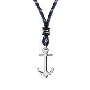 Collier Argent 925 Corde Bleue et Blanche Ancre Marine