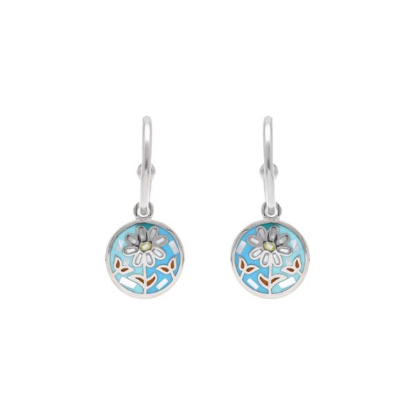 Boucles d'oreilles Tige Acier 316 L Doré Ronde Fleurs Résine et Nacre