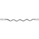 Bracelet Argent 925 Double Chaines Vague avec Zirconium