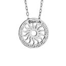 Collier Argent 925 Pendentif Rond Découpé Motif Soleil