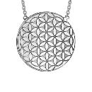 Collier Argent 925 Plaque Ronde Fleur de Vie