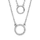 Collier Argent 925 Double Chaines 2 Cercles avec Zirconium