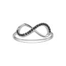 Bague Argent 925 Infini Moitié Zirconium Sertis Noirs