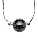 Collier Argent 925 Boule Céramique Noire 