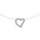 Collier Argent 925 Coeur Ajouré Zirconium Blanc Fil Nylon